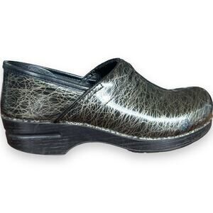 Dansko Black Silver Scribble Swirl Patent Leather Clogs Size EU 40 | US 9.5/10